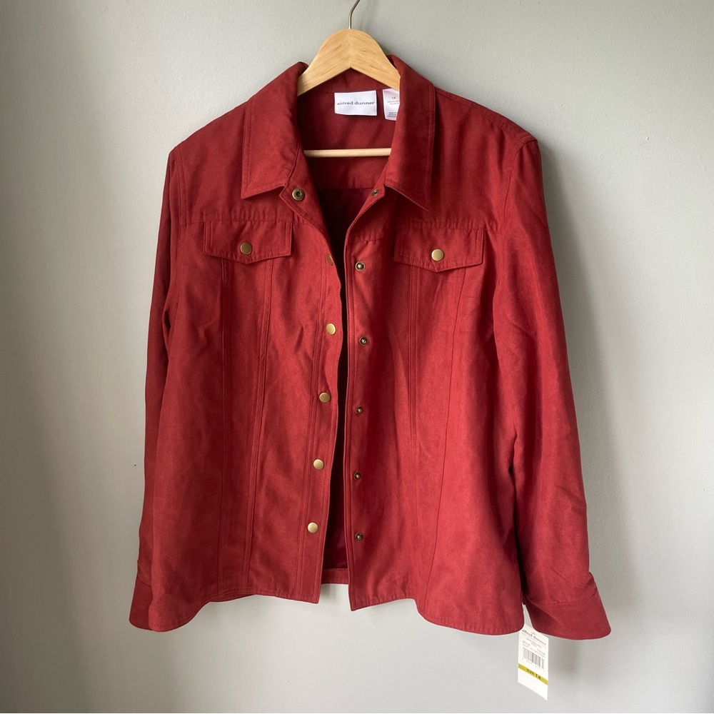 Alfred Dunner NWT Snap Button Down Shacket Burnt Orange Shoulder Pads‎ Size 14